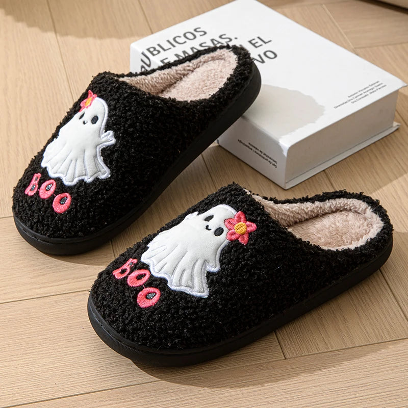 flatlay image of Halloween Cute Ghost Cotton Slippers