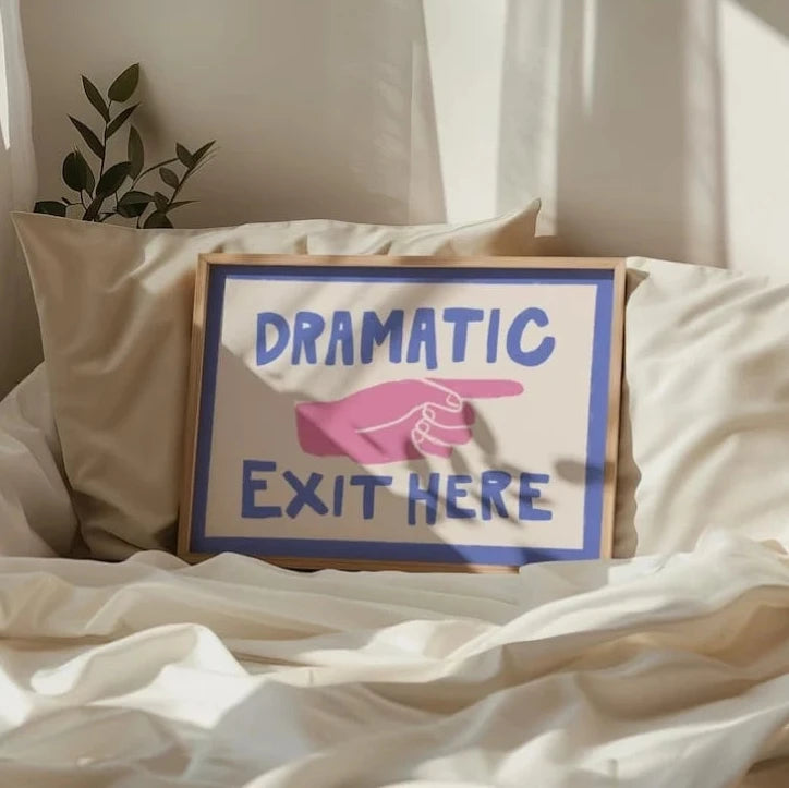 Dramatic Exit Here Sign Framed Wall Art Canvas Print