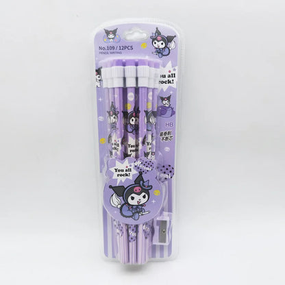 Pack of pens with cartoon character design on a white background