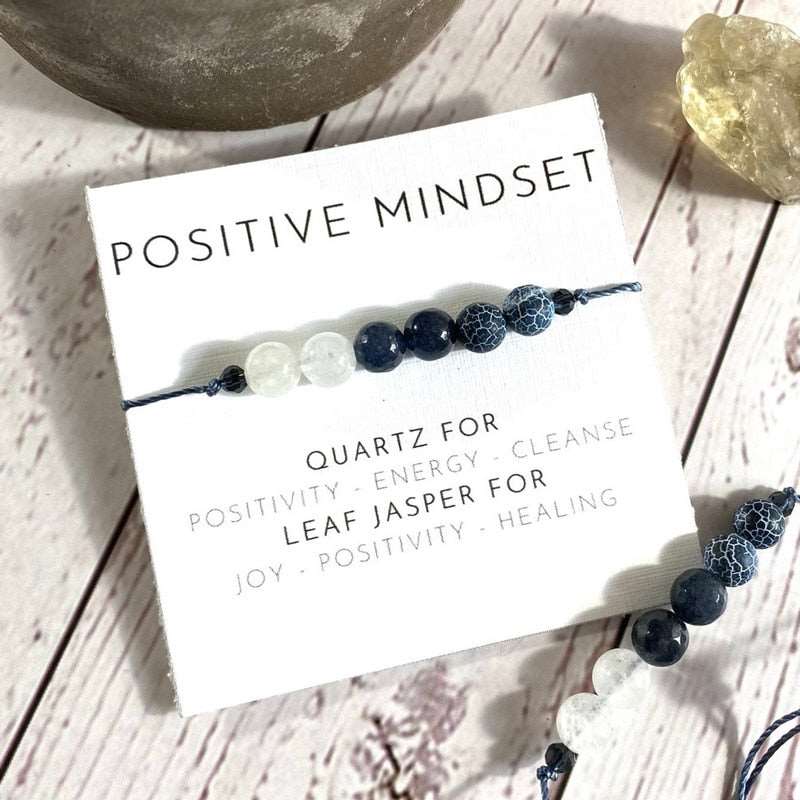 Positive Mindset Healing Crystal Bracelet  - Quartz & Leaf Jasper