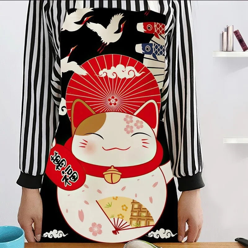 Japanese Lucky Cat Sushi Apron - Apron from Dear Cece - Just £16.99! Shop now at Dear Cece