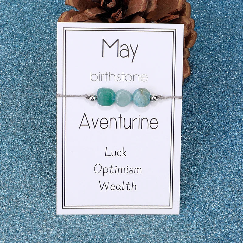 May Natural Stone Birthstone Wish Bracelet