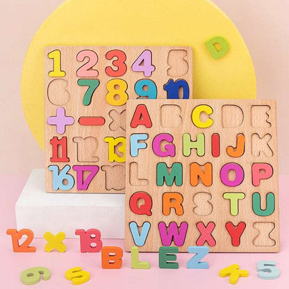 Alphabet & Number Wooden Puzzle - Montessori Toys from Dear Cece - Just £12.99! Shop now at Dear Cece