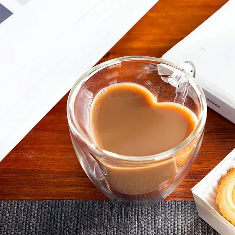 Heart Shaped Espresso Glass Coffee Mug