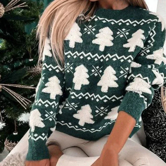 Green Nordic Tree Knitted Christmas Jumper