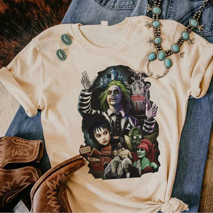 Collage Halloween BeetleJuice Cartoon Womens T-shirt