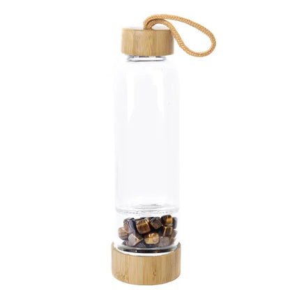 Natural Crystal Infused Bamboo Glass Water Bottle