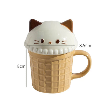 Cute Animal Waffle Mug with Lid - Cat Bunny Bear - Mugs from Dear Cece - Just £19.99! Shop now at Dear Cece