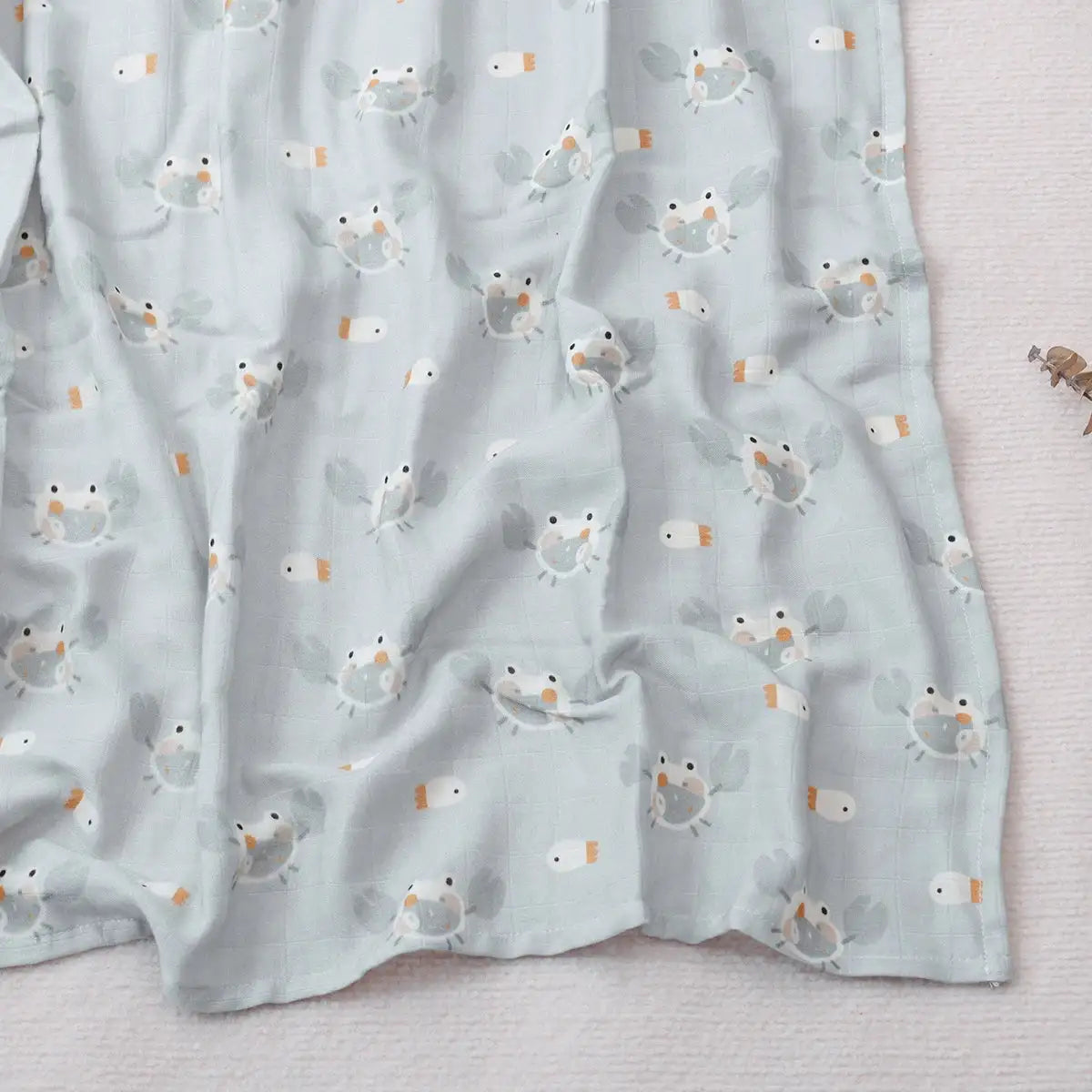 Fabric with duck pattern on a light gray background