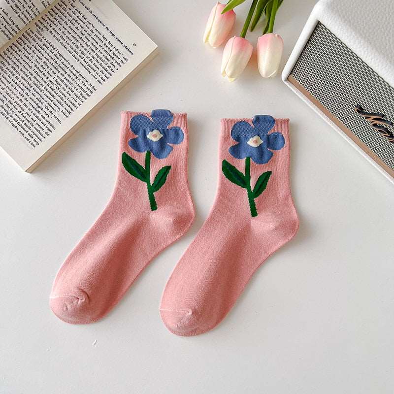 pink floral socks