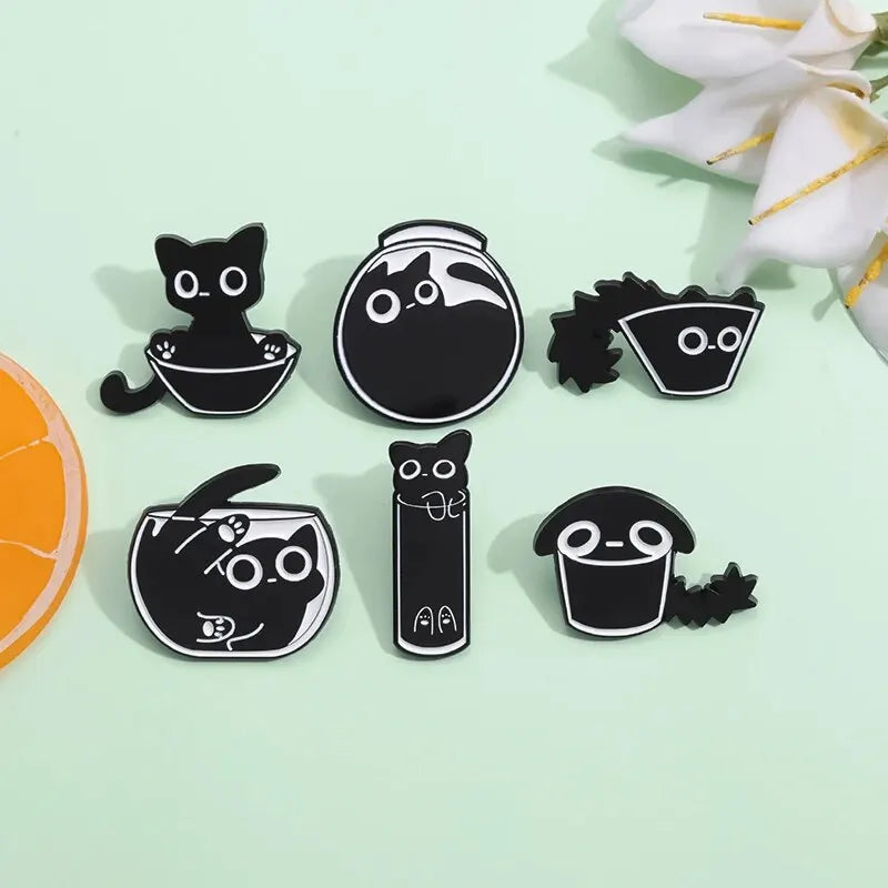 Cute Black Cat Enamel Pins Set - Brooches from Dear Cece - Just £9.99! Shop now at Dear Cece