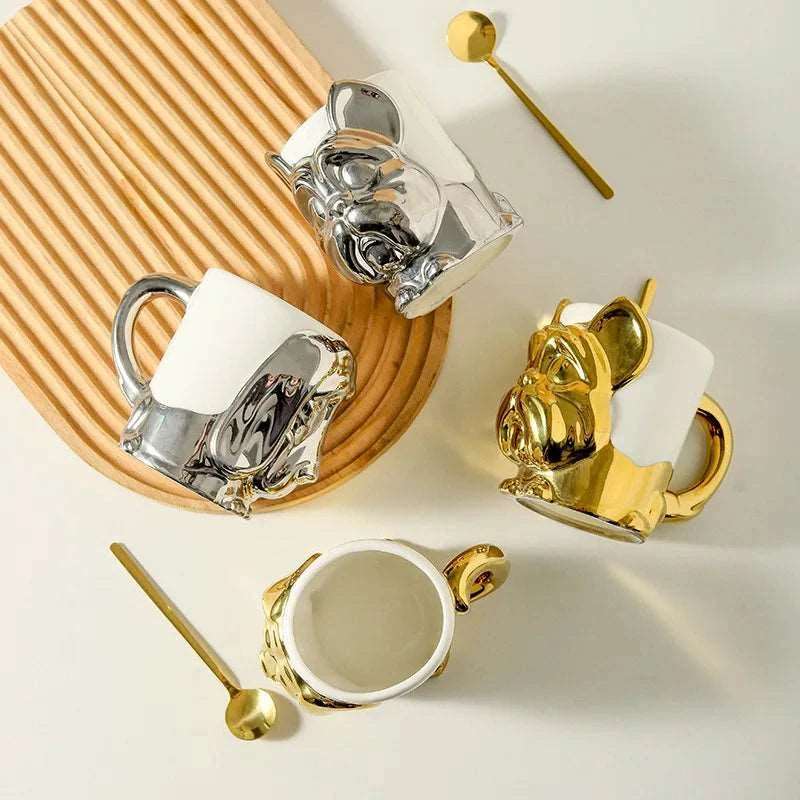 Gold Plated Dog Ceramic Mug - Mugs from Dear Cece - Just £22.99! Shop now at Dear Cece