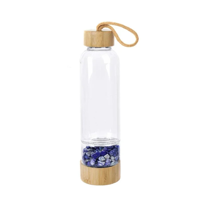 Natural Crystal Infused Bamboo Glass Water Bottle