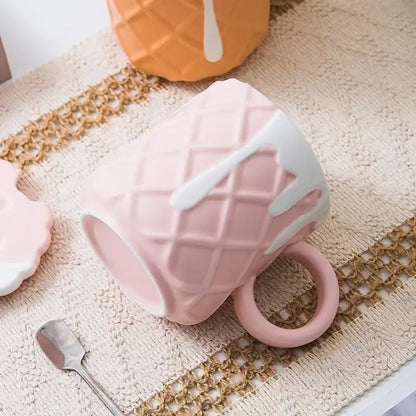 pink cookie mug side view