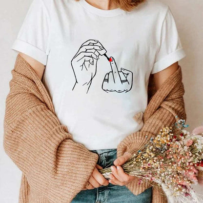 Feminist Nail Polish Middle Finger T-shirt - T Shirts from Dear Cece - Just £19.99! Shop now at Dear Cece