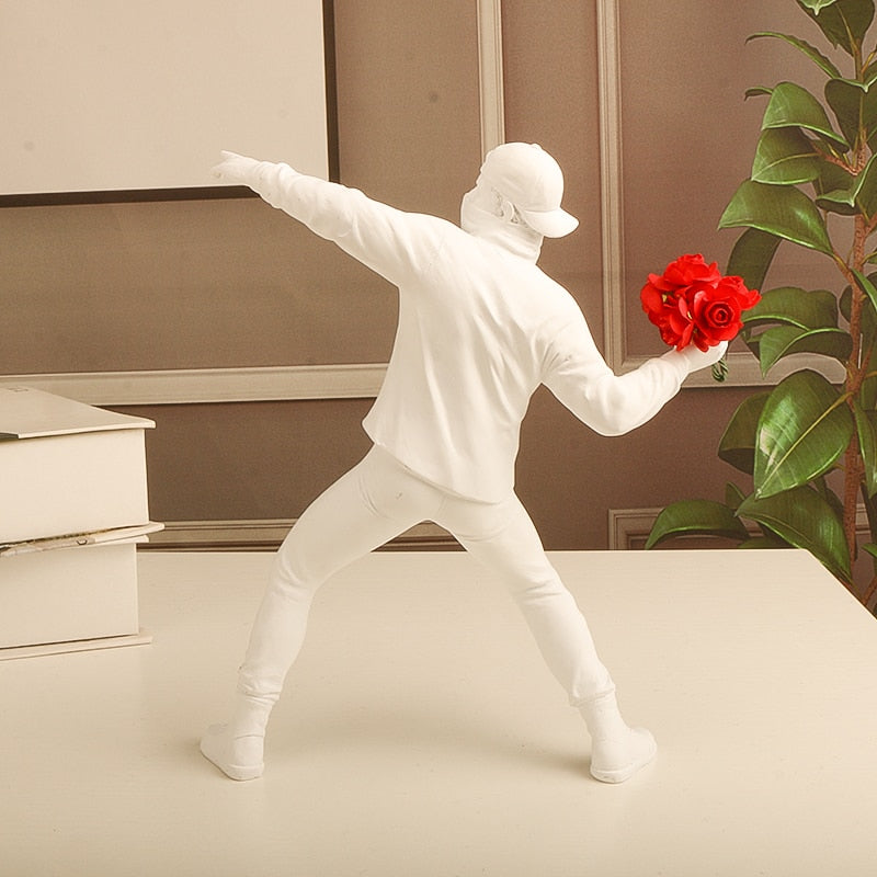 Banksy flower thrower statue