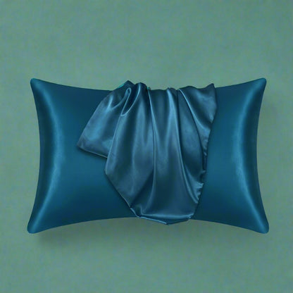 Teal satin pillowcase