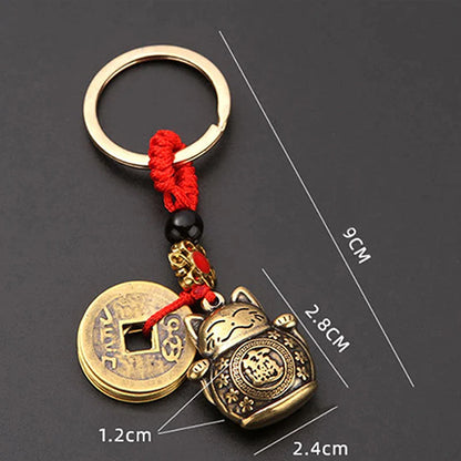 Handmade Brass Lucky Cat Keychain - Keychains from Dear Cece - Just £5.99! Shop now at Dear Cece