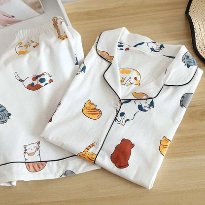 100% cotton cat print PJ set - pyjamas from Dear Cece - Just £22.99! Shop now at Dear Cece