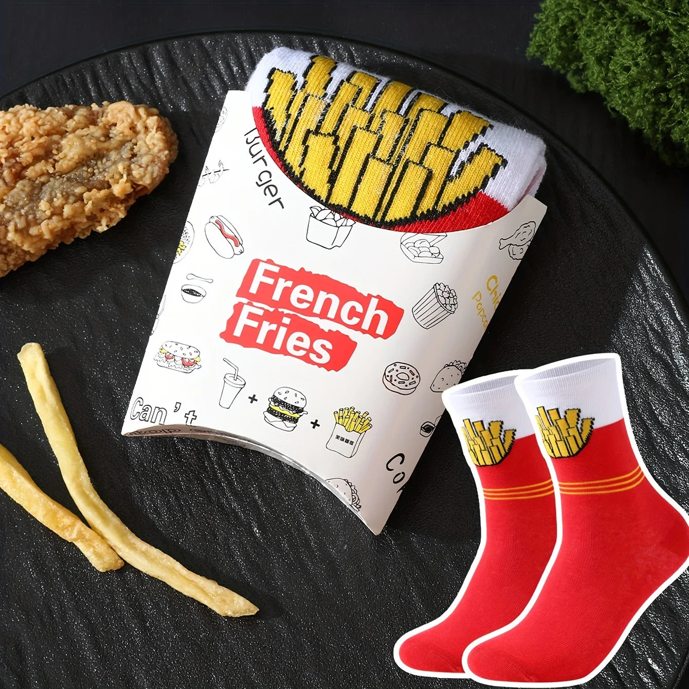 Novelty French Fries Fast Food Socks gift set