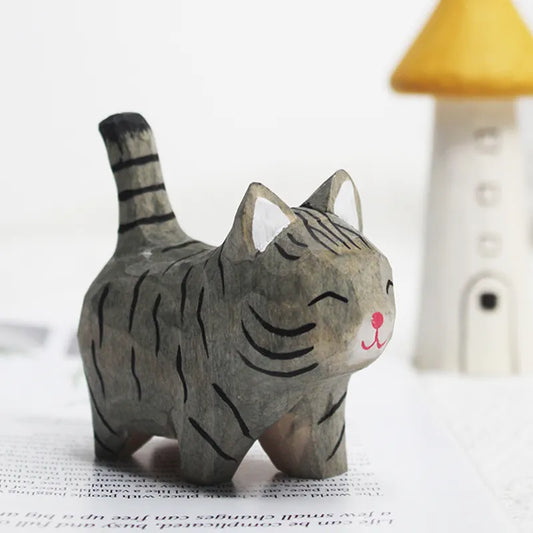 Handmade Wood Carved Kitty Cat - Animal from Dear Cece - Just £9.99! Shop now at Dear Cece