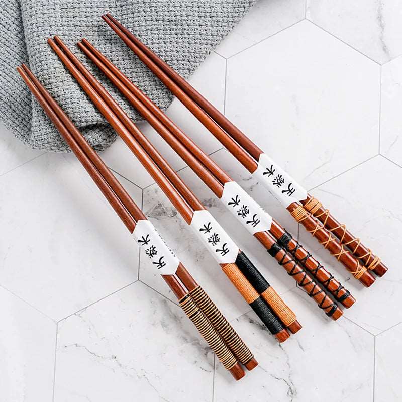 4 Pairs Traditional Japanese Wooden Chopsticks - Chopsticks from Dear Cece - Just £16.99! Shop now at Dear Cece