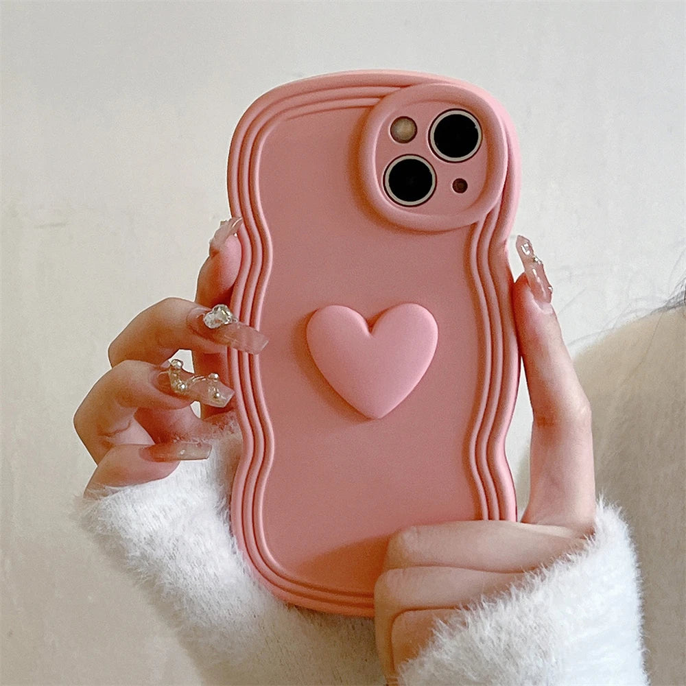 Wave Texture 3D Love Heart Soft iPhone Case - phone case from Dear Cece - Just £12.99! Shop now at Dear Cece