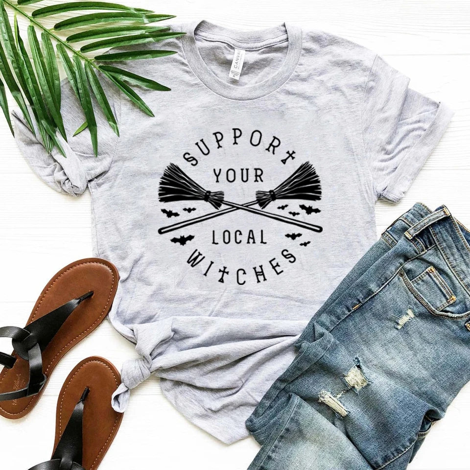 Grey Support Your Local Witches T-Shirt