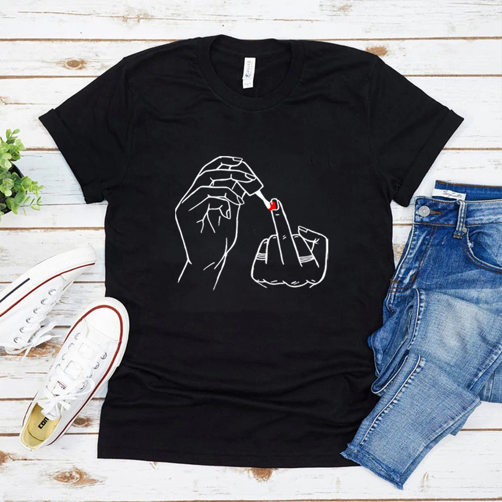 Feminist Nail Polish Middle Finger T-shirt - T Shirts from Dear Cece - Just £19.99! Shop now at Dear Cece