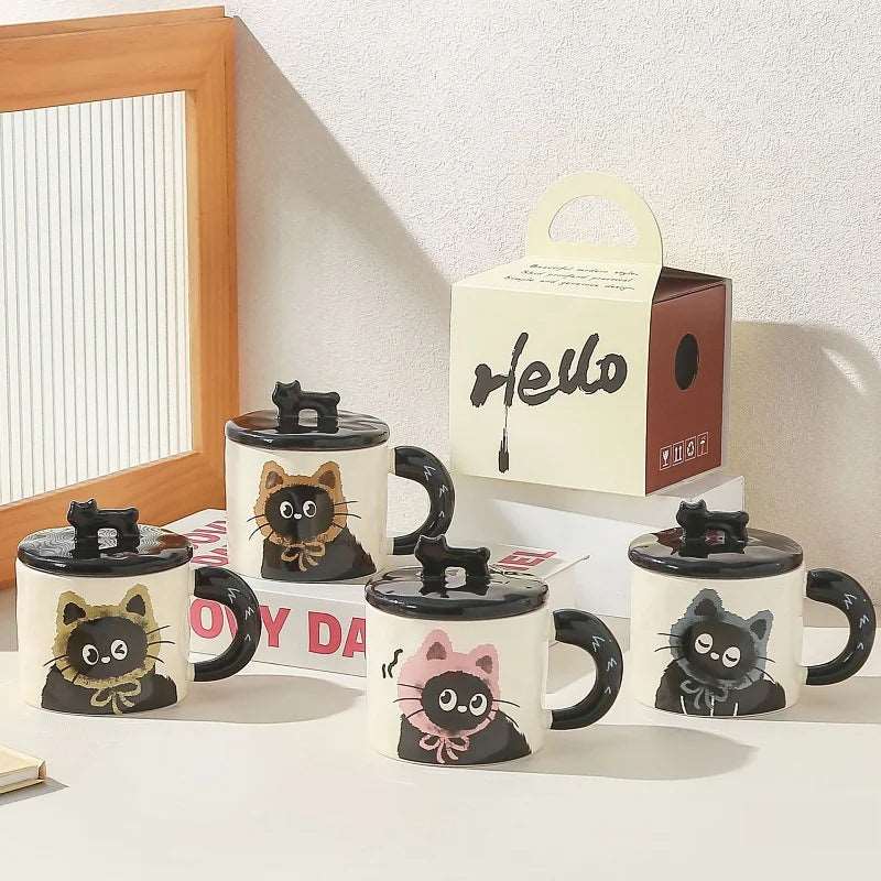 Cute Black Cat Mug with Lid - Mugs from Dear Cece - Just £15.99! Shop now at Dear Cece