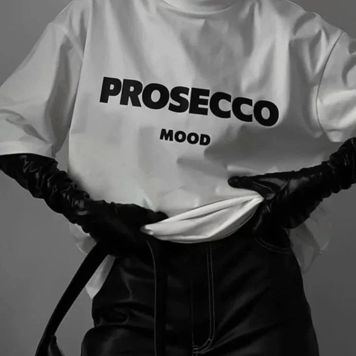 Prosecco Mood Oversized Graphic Print T Shirt - T Shirts from Dear Cece - Just £17.99! Shop now at Dear Cece