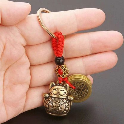 Handmade Brass Lucky Cat Keychain - Keychains from Dear Cece - Just £5.99! Shop now at Dear Cece