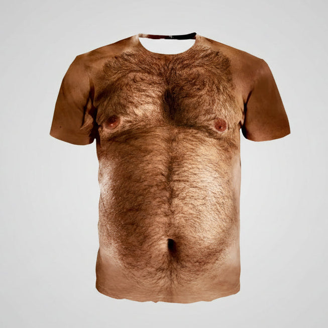 Mens Hairy Belly T Shirt Funny Novelty