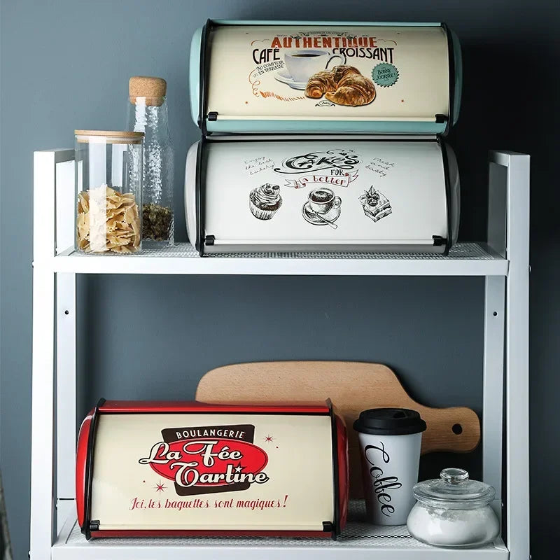 bread bins on shelf