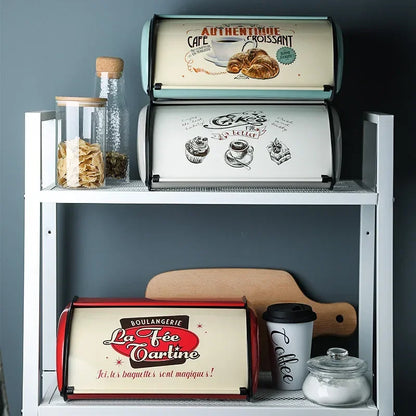 bread bins on shelf