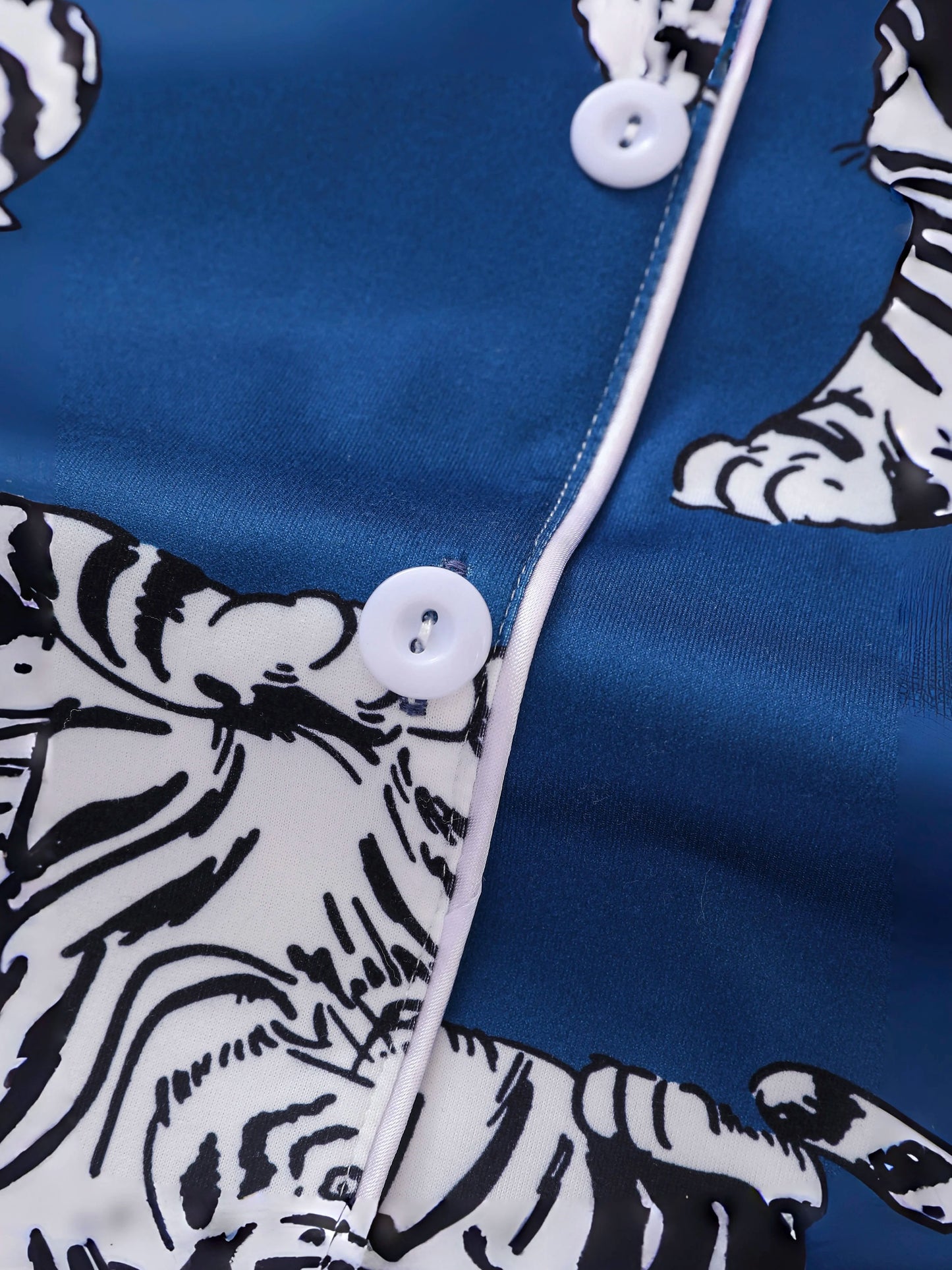 Royal blue tiger print sleepwear pyjama set