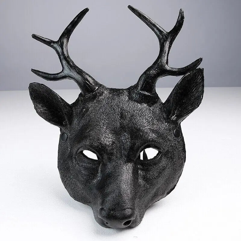 black Pagan Witch Animal Deer Halloween Mask