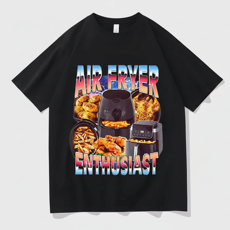 Crispy Life Air Fryer Enthusiast T Shirt - black
