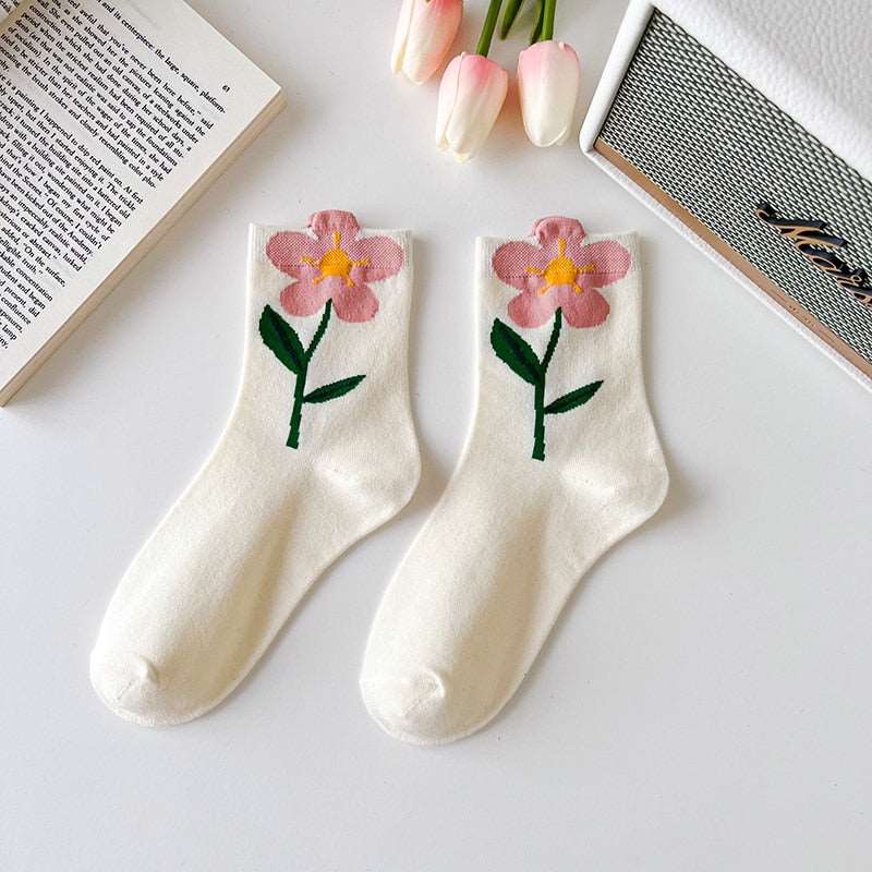 1 Pair Floral Tube Socks