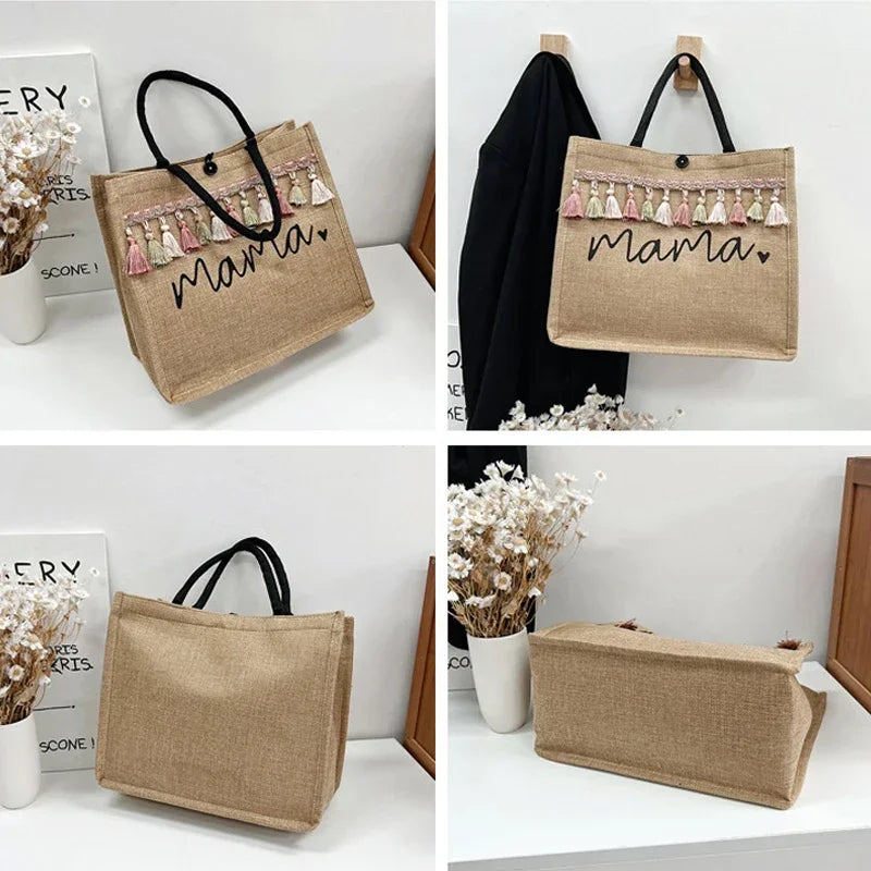 Mama Natural Jute Tote Bag