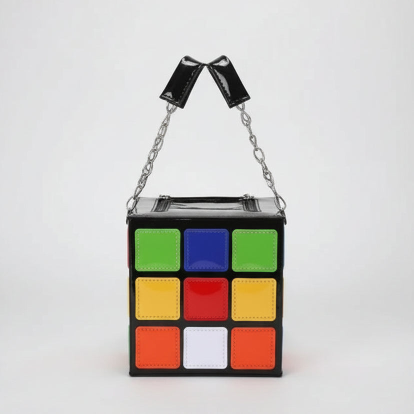Rubik’s Cube Mini Handbag Statement Geometric Clutch Bag