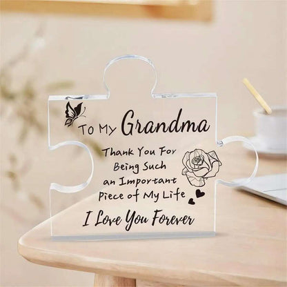 Carved Acrylic Puzzle Piece Plaque Grandma Gift - Home Decor from Dear Cece - Just £12.99! Shop now at Dear Cece