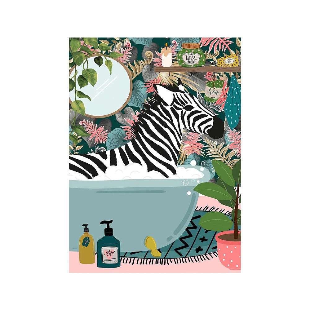 Bathroom Zebra Botanical Jungle Art Print - Wall Art from Dear Cece - Just £19.99! Shop now at Dear Cece