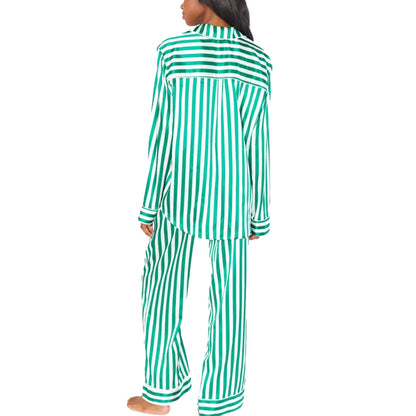 Silk Satin Striped Womens Christmas Pyjama Set