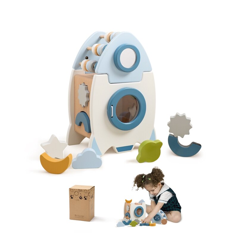 Montessori Wooden Rocket Shape Sorter - Toys from Dear Cece - Just £29.99! Shop now at Dear Cece