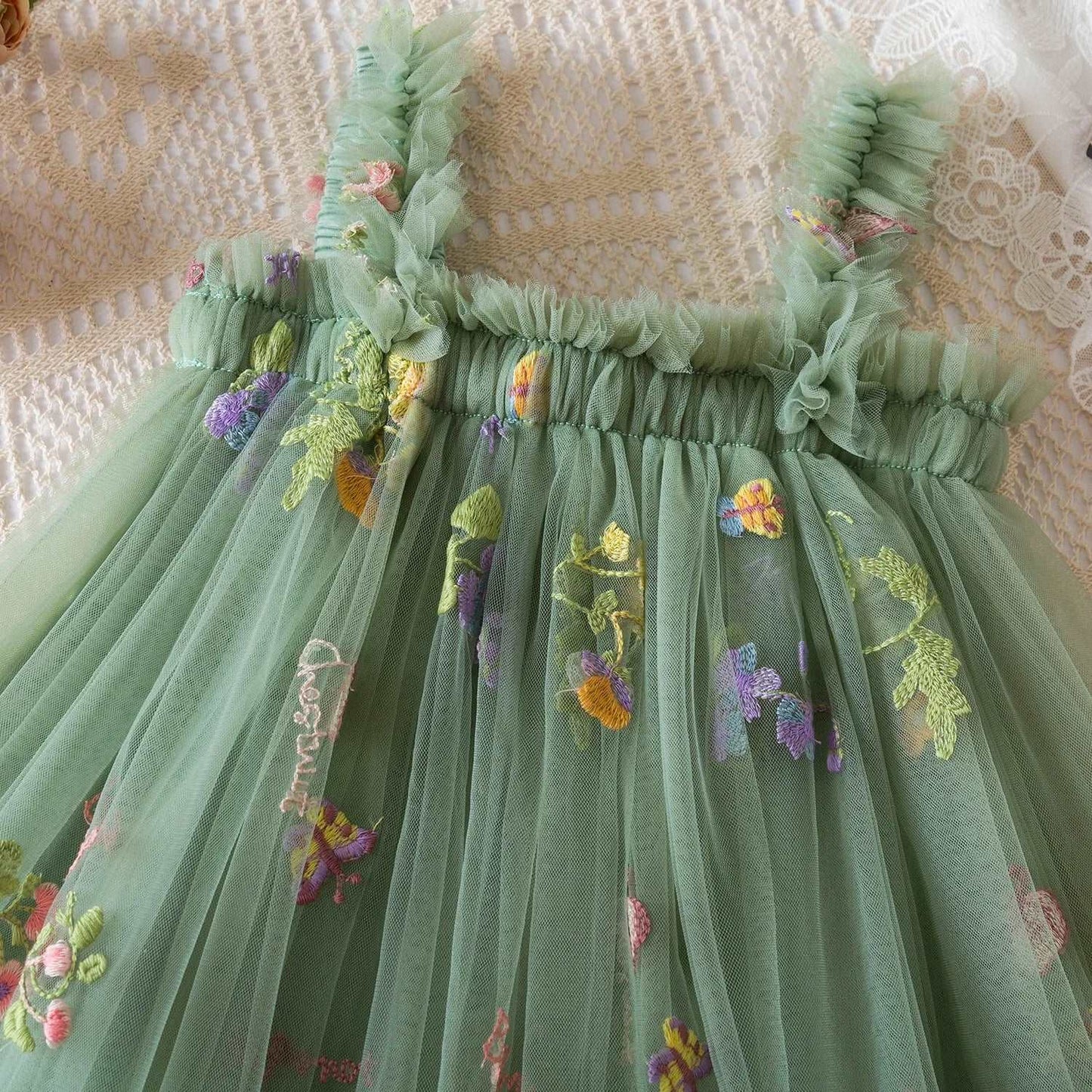 green princess dress close up