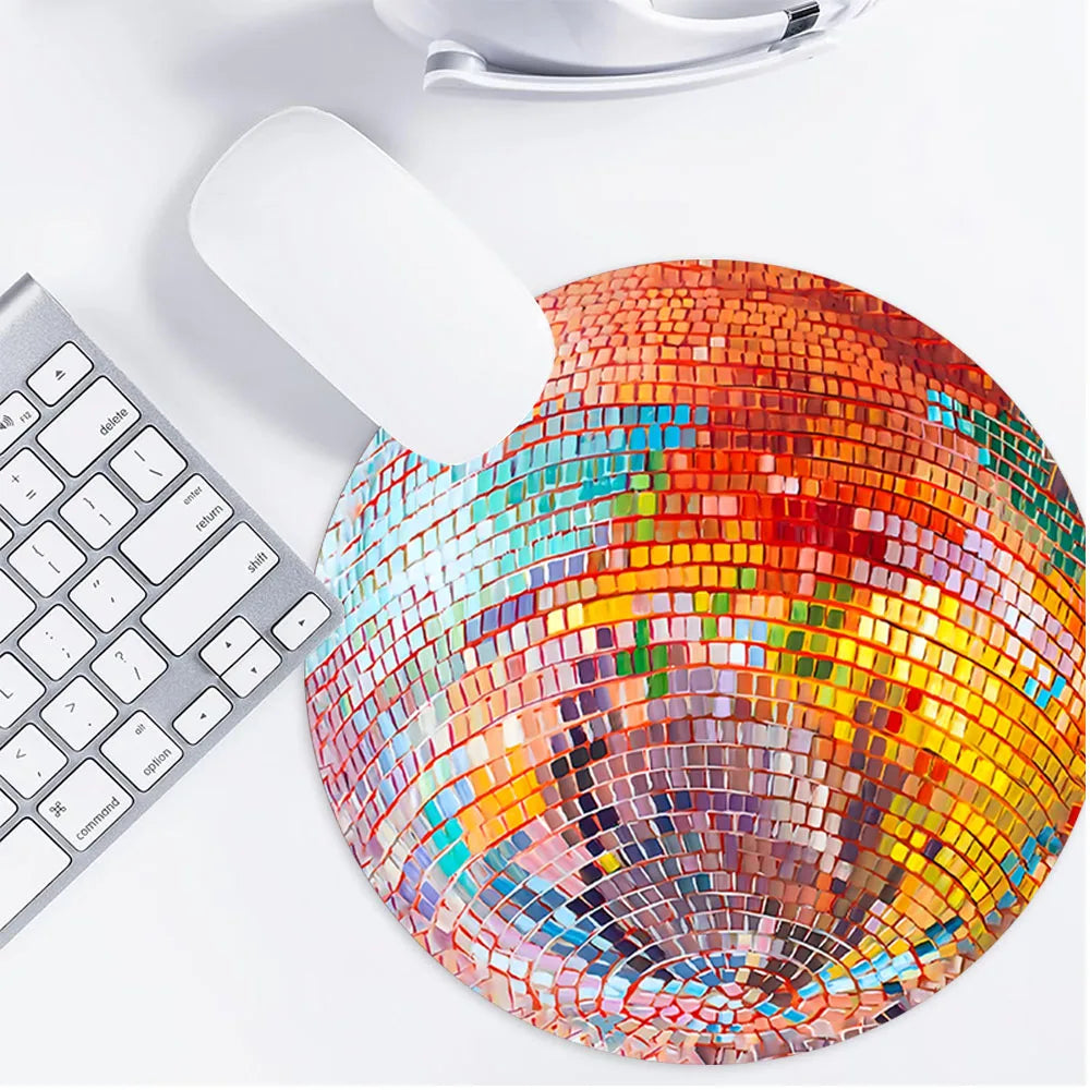 Color Disco Ball Round Mouse Pad