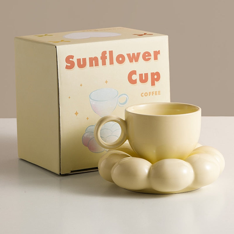 Ceramic Sunflower Bubble Cup and Saucer 200ml