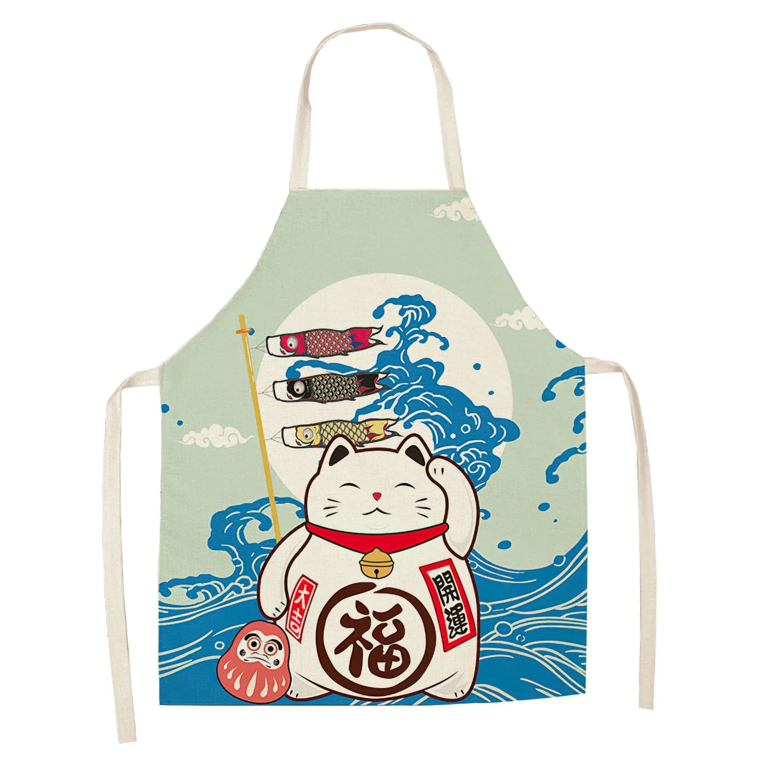 Japanese Lucky Cat Sushi Apron - Apron from Dear Cece - Just £16.99! Shop now at Dear Cece