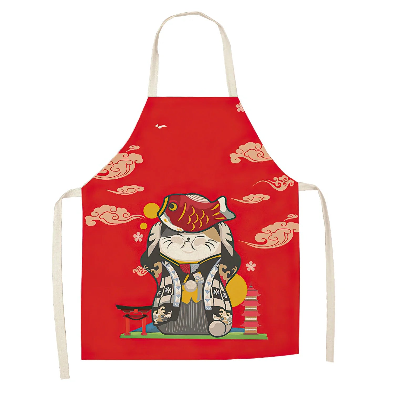 Japanese Lucky Cat Sushi Apron - Apron from Dear Cece - Just £16.99! Shop now at Dear Cece